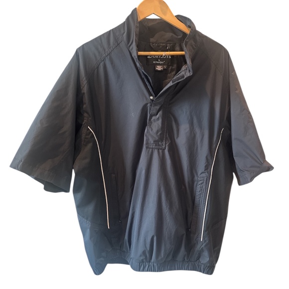 Footjoy Dryjoys Mens Short Sleeve 1/4 Zip Golf Pullover Windbreaker Black Large - Picture 1 of 7